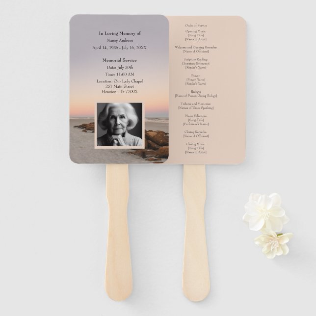 Abanico Programa conmemorativo del funeral de la puesta de (Anverso y reverso)