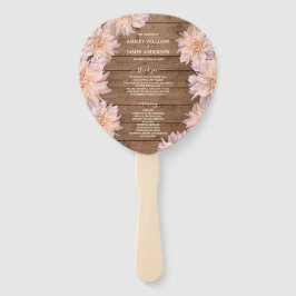 Abanico Programa Dahlia Pink Floral Rustic Wood Wedding