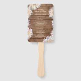 Abanico Programa Dahlia Pink Floral Rustic Wood Wedding
