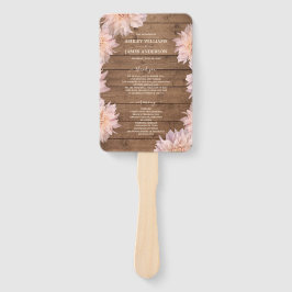 Abanico Programa Dahlia Pink Floral Rustic Wood Wedding