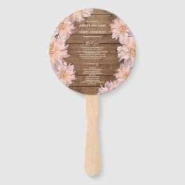 Abanico Programa Dahlia Pink Floral Rustic Wood Wedding