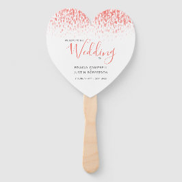 Abanico programa de acuarela tintada moderna de coral boda