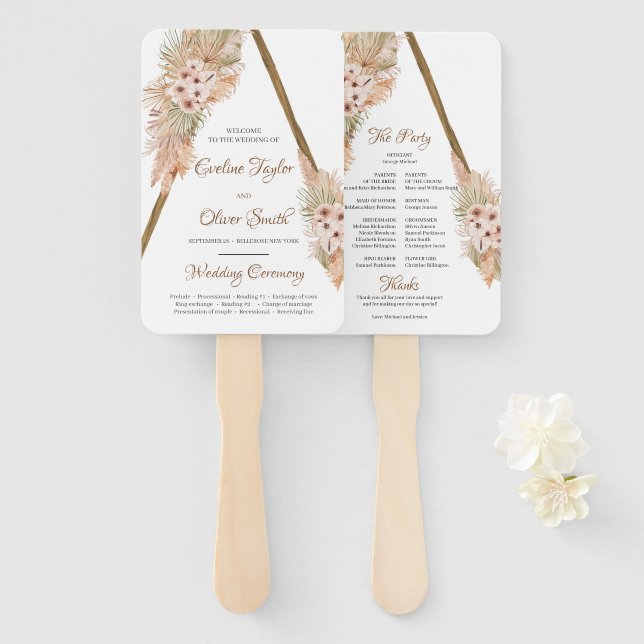 Abanico Programa de Arco de Madera Seco Trendy Pampas (Anverso y reverso)