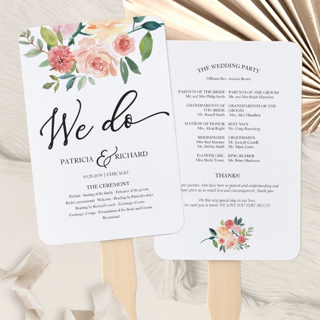 Abanico Programa de Boda Acuarela Floral Nosotros Hacemos (Subido por el creador)