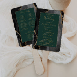 Abanico Programa de Boda Ágata Esmeralda Verde Oro Negro