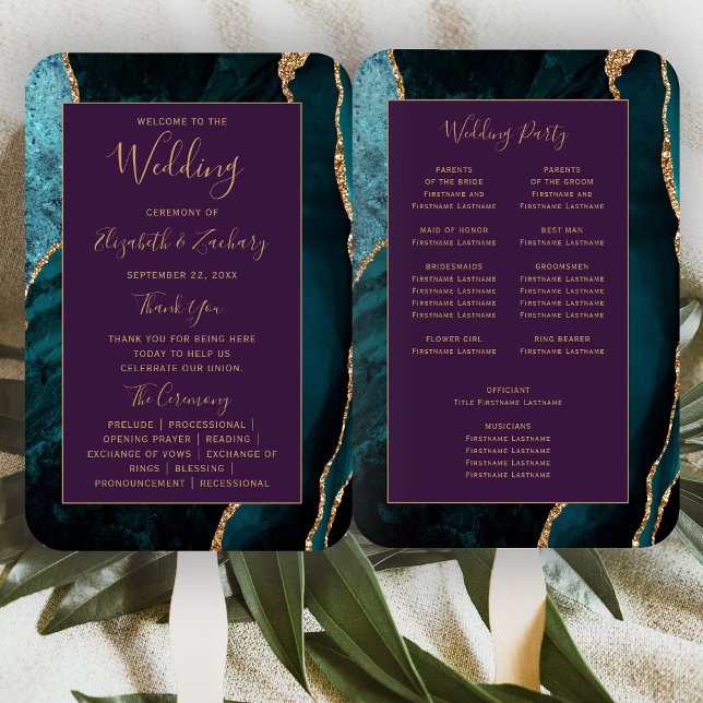 Abanico Programa de Boda Ágata Verde Oro Púrpura (Subido por el creador)