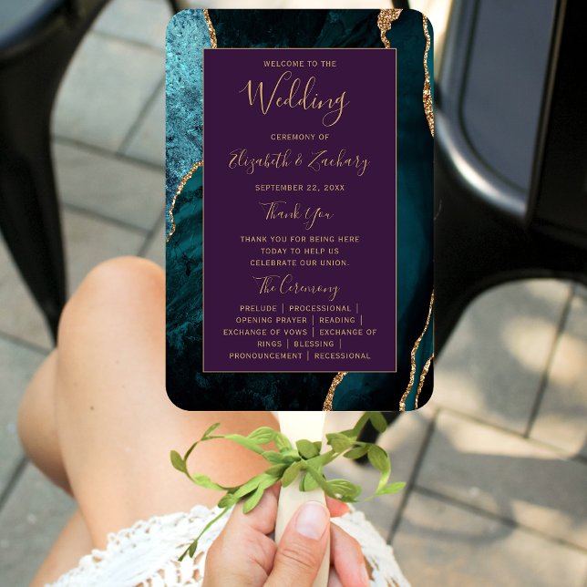 Abanico Programa de Boda Ágata Verde Oro Púrpura (Subido por el creador)