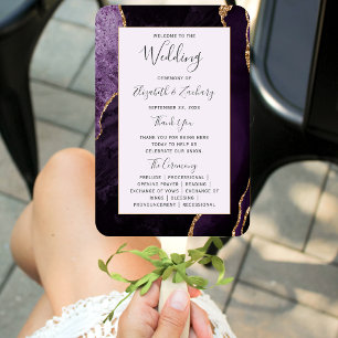 Abanico Programa de Boda Amorada de Oro Púrpura
