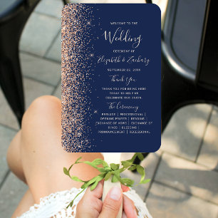 Abanico Programa de Boda Azul de la Armada Naval Purpurina