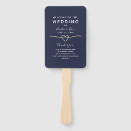 Abanico Programa de Boda Azul de la Marina Moderna