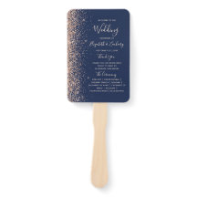 Programa de Boda Azul Marino con Borde de Brillo d