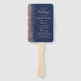 Abanico Programa de Boda Azul Marino con Borde de Brillo d