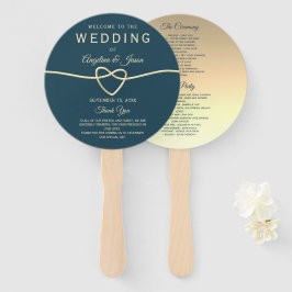Abanico Programa de Boda Azul Marino Moderno