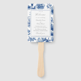 Abanico Programa de Boda Azul Marino y Plata
