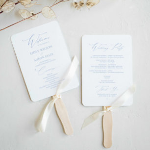 Abanico Programa de Boda Azul Polvo Moderno y Elegante