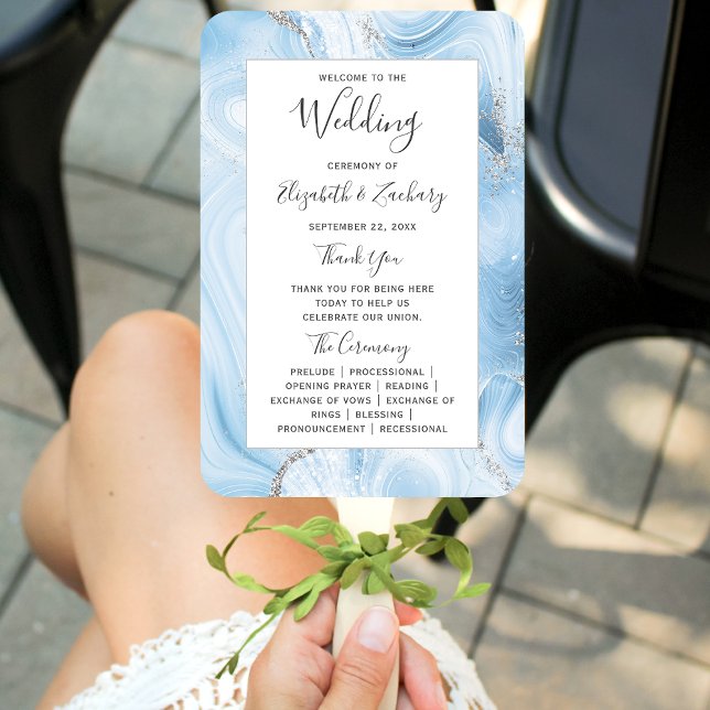 Abanico Programa de Boda Baby Blue Silver Agate (Subido por el creador)