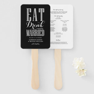 Abanico Programa de Boda Black Eat Drink and Be Married