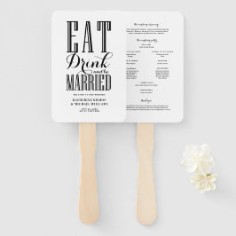 Abanico Programa de Boda Black Eat Drink and Be Married