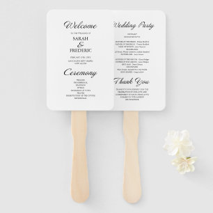Abanico Programa de Boda Blanca Minimalista con guión mode