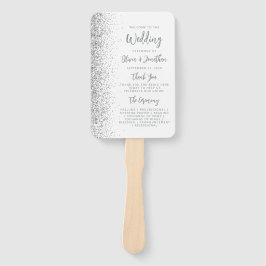 Abanico Programa de Boda Blanco con Letra Brillante Platea