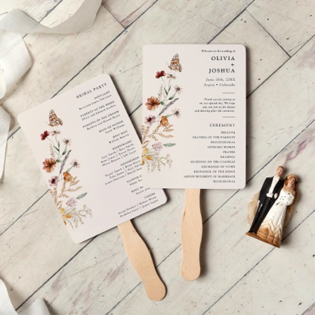 Abanico Programa de Boda Boho (Boho Wedding Program Hand Fan
)
