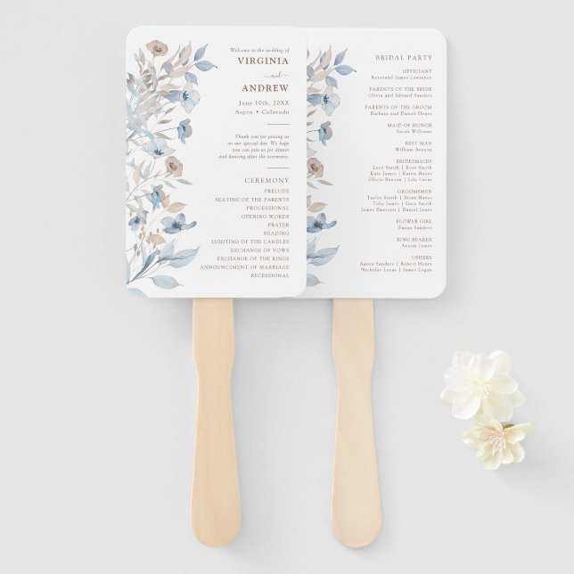 Abanico Programa de Boda Boho Acuarela (Anverso y reverso)
