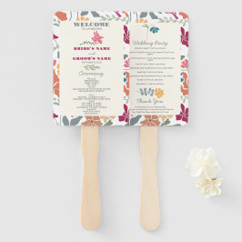Abanico Programa de Boda Boho Chic Floral Retro de Mitad d