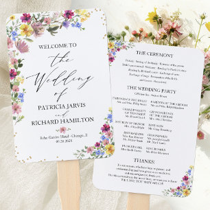 Abanico Programa de Boda Boho con Flores Silvestres