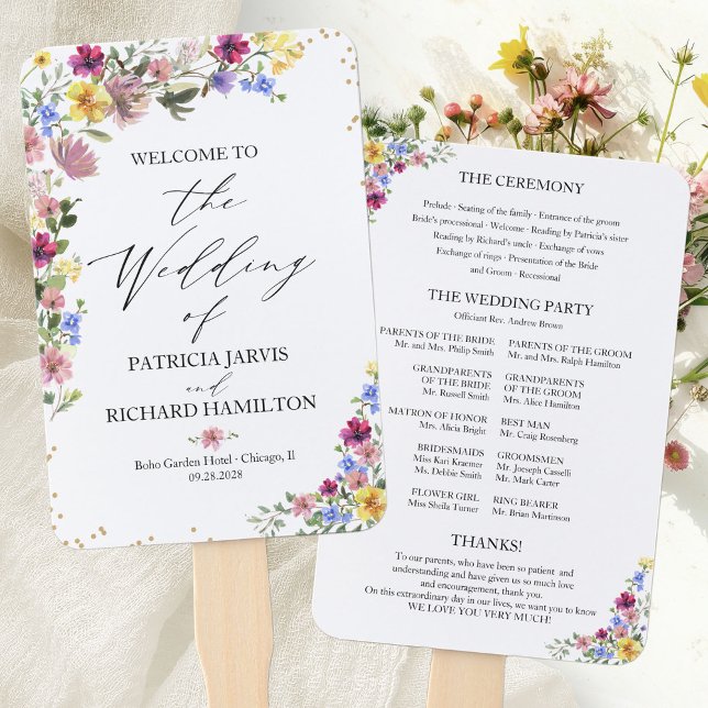 Abanico Programa de Boda Boho con Flores Silvestres (Subido por el creador)