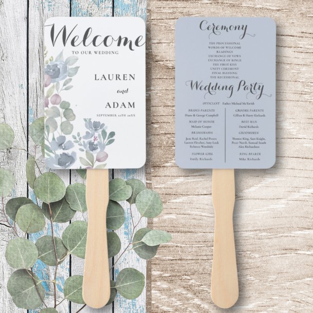 Abanico Programa de Boda Boho Floral Eucalipto Azul Polvor (Subido por el creador)