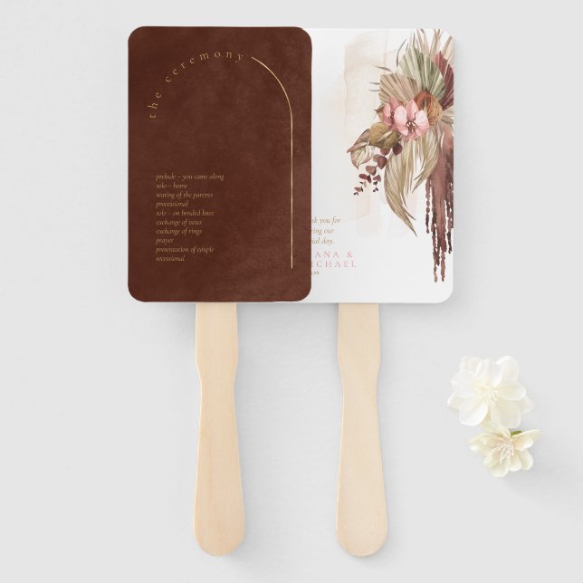 Abanico Programa de Boda Boho Oasis Burnt Umber ID959 (Anverso y reverso)
