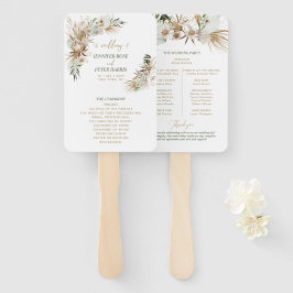 Abanico Programa de Boda Botánica de Boho Verde y Oro