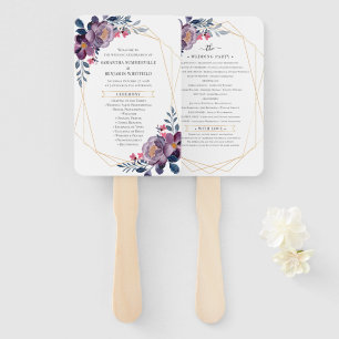 Abanico Programa de Boda Botánica Geométrica de Floral Púr