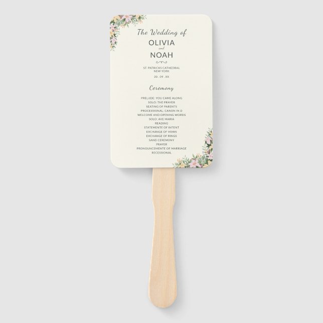 Abanico Programa de boda botánico (Anverso)