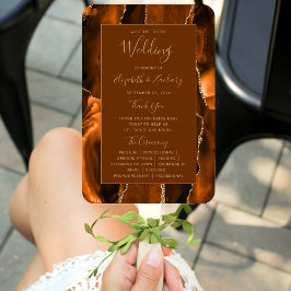Abanico Programa de Boda Brown de la Agate de Oro Naranja