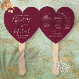 Abanico Programa de Boda Burgundy Chic Corazón