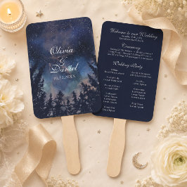 Abanico Programa de Boda Celestial del Bosque de la Noche