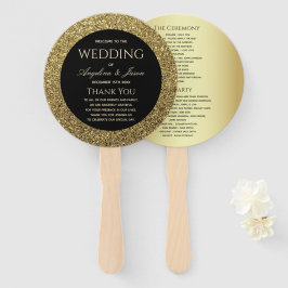 Abanico Programa de Boda Chic Dorado y Negro