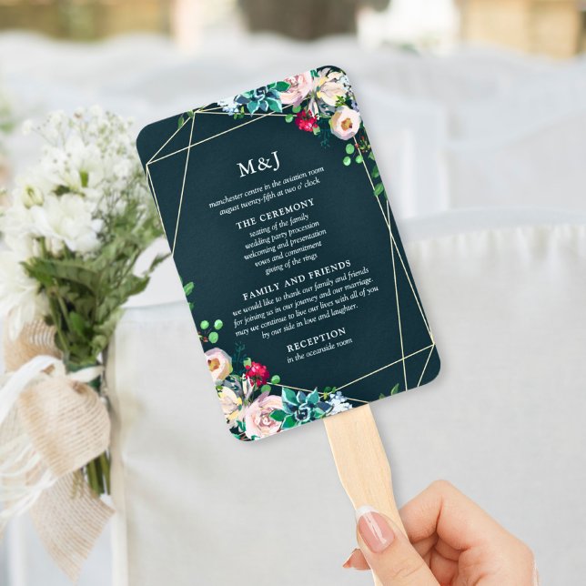 Abanico Programa de Boda Chic Suculentas y Oro (Subido por el creador)