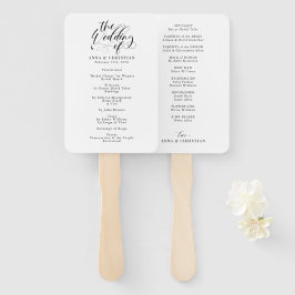 Abanico Programa de Boda Clásica de Caligrafía Elegante