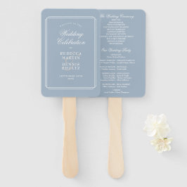 Abanico Programa de Boda Clásico Art Déco Azul Polvoriento