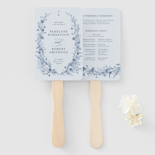 Abanico Programa de Boda Clásico de Jardín Francés Victori (Anverso y reverso)