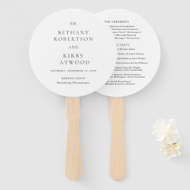 Abanico Programa de Boda Clásico Elegante en Blanco y Negr