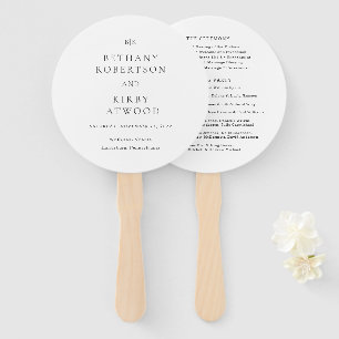 Abanico Programa de Boda Clásico Elegante en Blanco y Negr