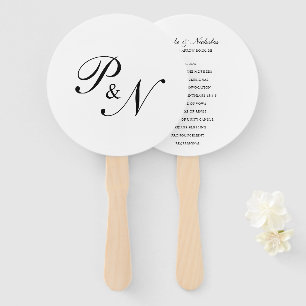 Abanico Programa de Boda Clásico Elegante en Blanco y Negr