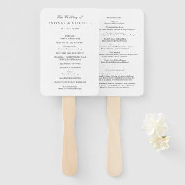 Abanico Programa de Boda Clásico Elegante en Blanco y Negr
