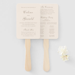 Abanico Programa de Boda Clásico Elegante Sandy Neutral