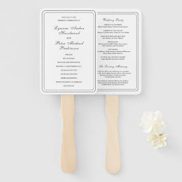 Abanico Programa de Boda Clásico en Blanco y Negro Elegant