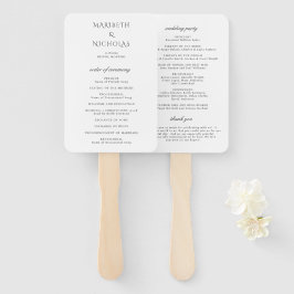 Abanico Programa de Boda Clásico en Blanco y Negro Moderno