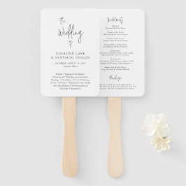 Abanico Programa de Boda Clásico Moderno en Blanco y Negro